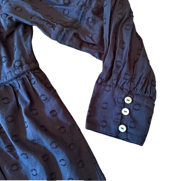 Cleobella Black Organic Cotton Ruffle Mini Dress Size Small 766F - Picture 3 of 13